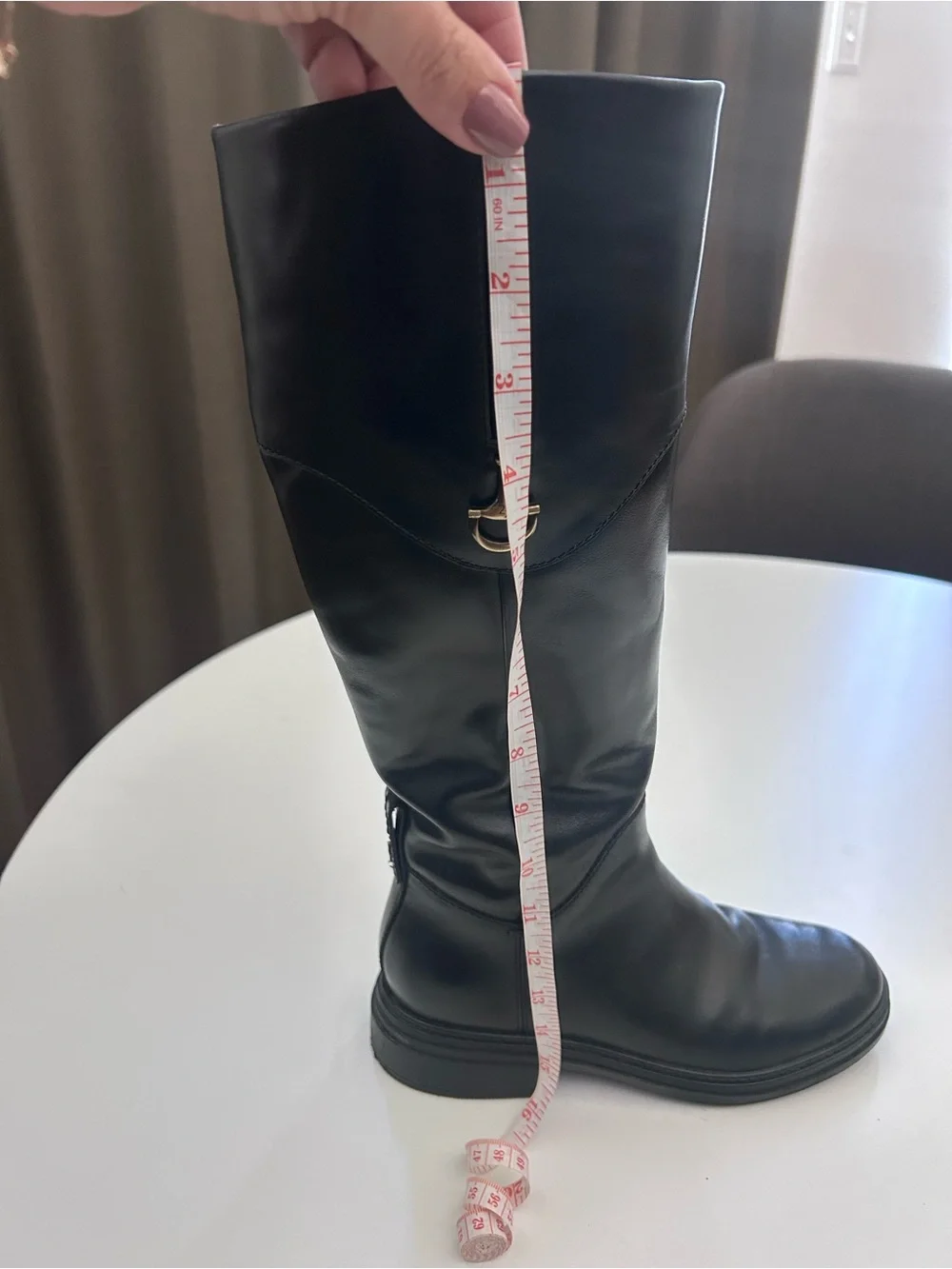 Naturalizer Black Leather Riding Boots with Gold Accent, EUC